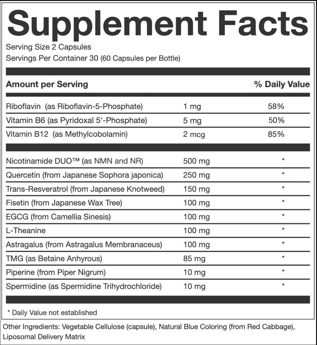 NAD+ NMN Liposomal Anti Aging Supplement Complex AEON with Nicotinamide DUO™