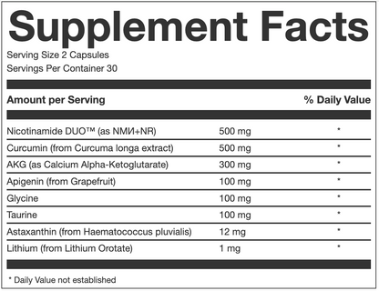 NAD+ Liposomal Anti Aging Supplement Complex AEON White with Curcumin, and AKG