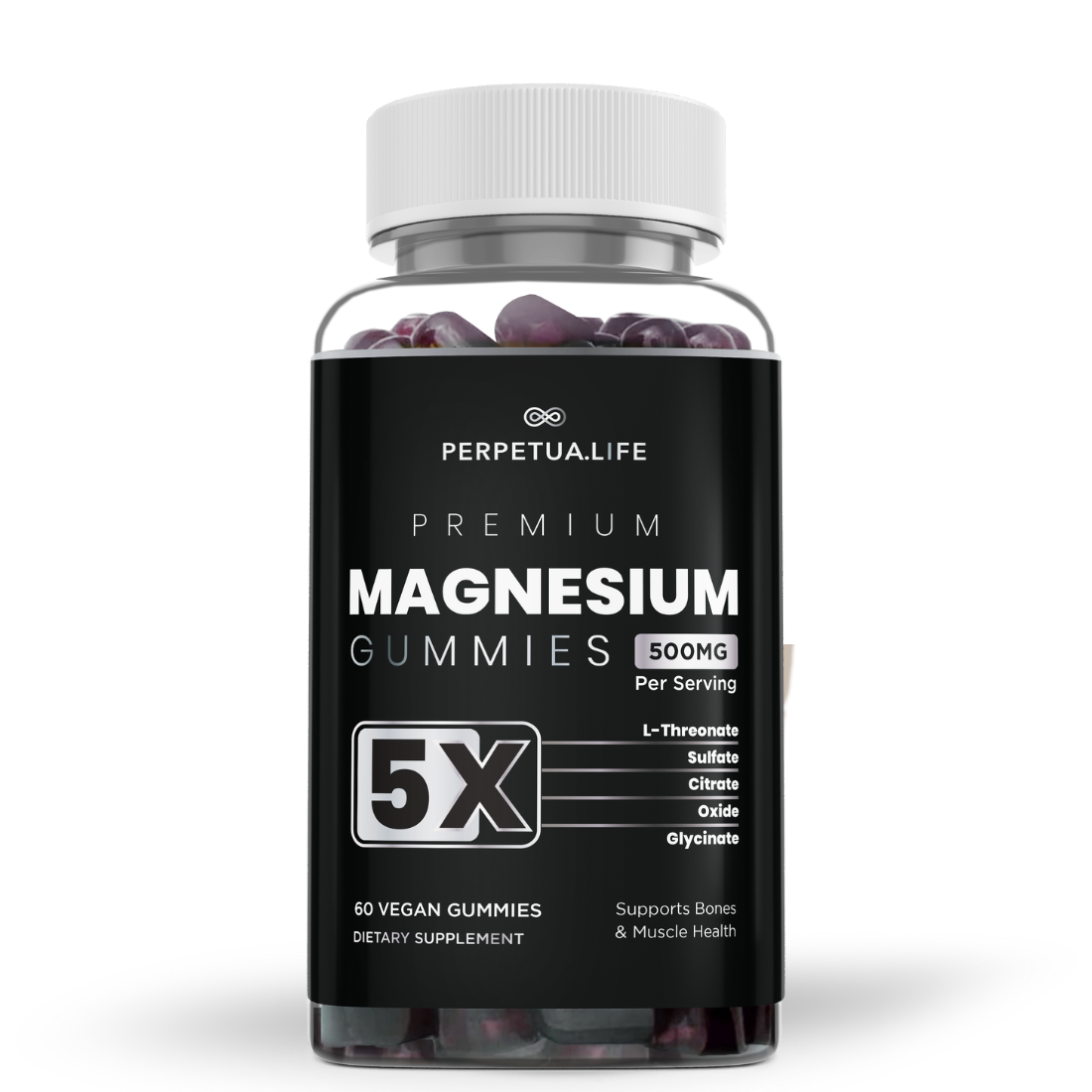 Magnesium Complex Gummies with L-Threonate, Glycinate, Citrate, Sulfate, and Oxide